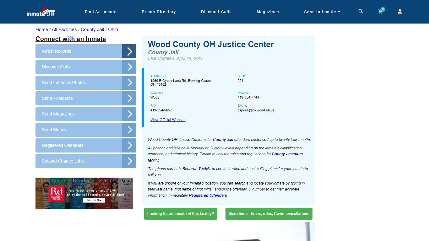 Wood County OH Justice Center - Inmate Locator - Bowling Green, OH