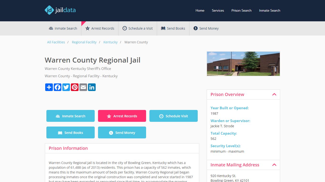 Warren County Regional Jail Inmate Search and Prisoner Info - Bowling ...